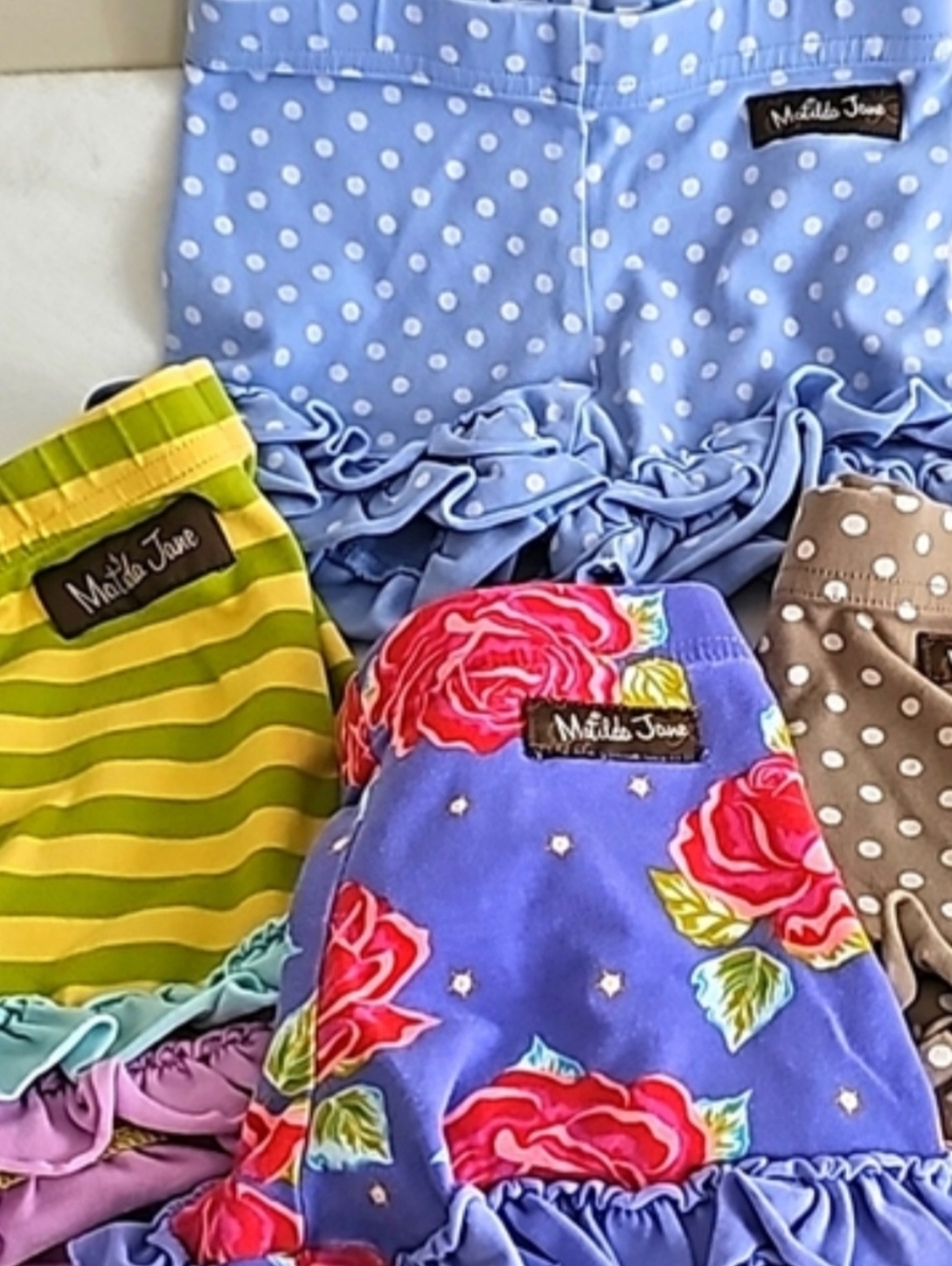 3 pair 18m girl matilda jane ruffle bottom shorts polkadot stripe roses